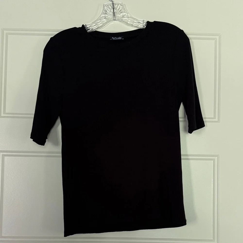 Splendid Black Ribbed Tee - Picture 1 of 6